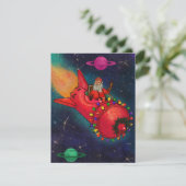 Space Santa Feiertagskarte (Stehend Vorderseite)