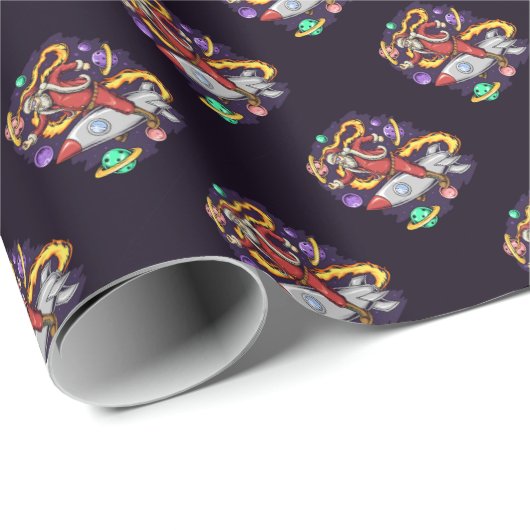 Space Santa Geschenkpapier (Rolleneckpunkt)