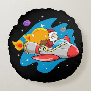 Space Santa Round Pillow Rundes Kissen
