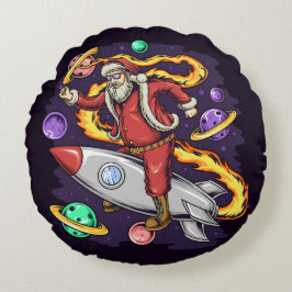Space Santa Round Pillow Rundes Kissen