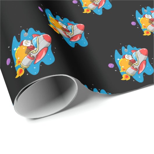 Space Santa Wrapping Paper Geschenkpapier (Rolleneckpunkt)