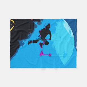 Space Scootering - Stunt Scooter BoyFleece Blanket Fleecedecke