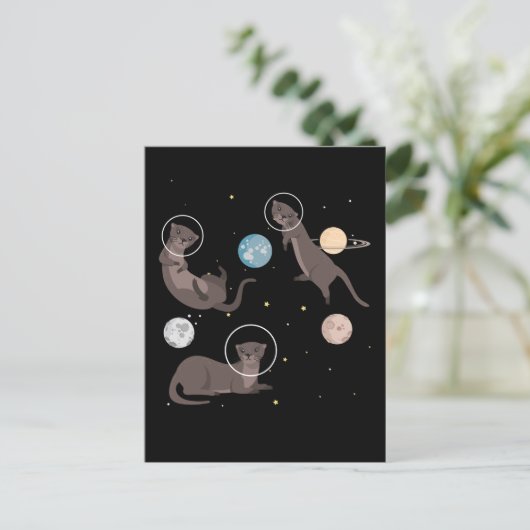 Space Sea Otters Funny Galaxy Otter Postkarte (Stehend Vorderseite)