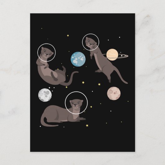 Space Sea Otters Funny Galaxy Otter Postkarte (Vorderseite)