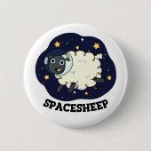 Space Sheep Funny Astronaut Puff Button (Vorderseite)