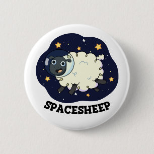 Space Sheep Funny Astronaut Puff Button