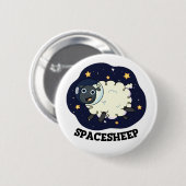 Space Sheep Funny Astronaut Puff Button (Vorne & Hinten)