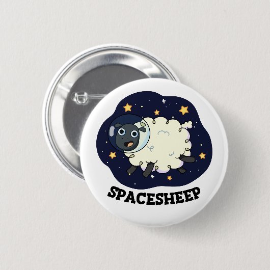 Space Sheep Funny Astronaut Puff Button (Vorne & Hinten)
