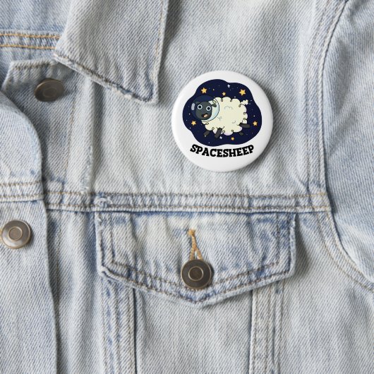 Space Sheep Funny Astronaut Puff Button (Beispiel)