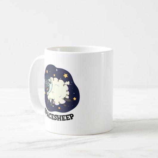 Space Sheep Funny Astronaut Puff Kaffeetasse (Vorderseite Links)