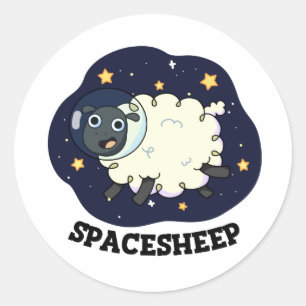 Space Sheep Funny Astronaut Puff Runder Aufkleber