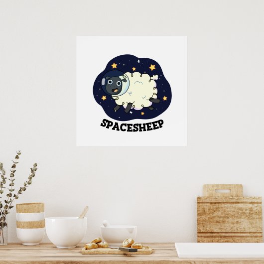 Space Sheep Funny Astronaut Sheep Puff Poster (Küche)