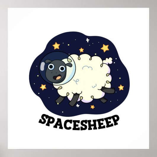 Space Sheep Funny Astronaut Sheep Puff Poster (Vorne)