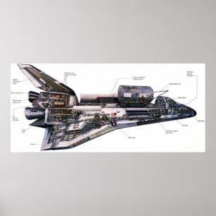 Space Shutle Orbiter Cutaway Illustration Riesiges Poster