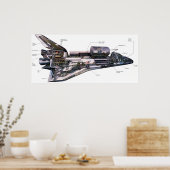 Space Shutle Orbiter Cutaway Illustration Riesiges Poster (Küche)