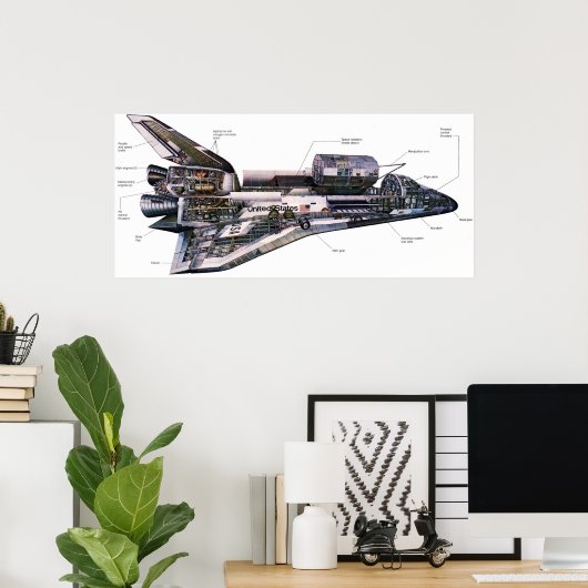 Space Shutle Orbiter Cutaway Illustration Riesiges Poster (Heimbüro)