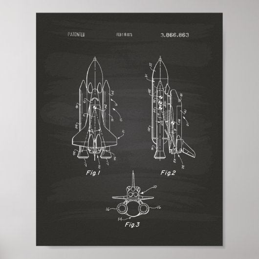 Space Shuttle 1975 Art - Chalkboard Poster (Vorne)