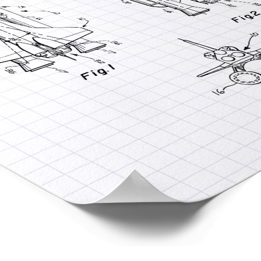 Space Shuttle 1975 Patentart - Lined Peper Poster (Ecke)