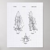 Space Shuttle 1975 Patentart - Lined Peper Poster (Vorne)