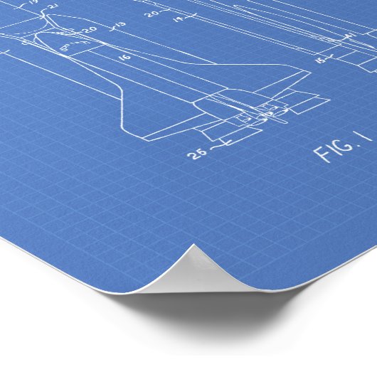 Space Shuttle 1977 Patentart - Blueprint Poster (Ecke)