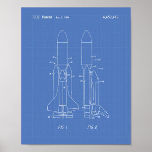Space Shuttle 1977 Patentart - Blueprint Poster