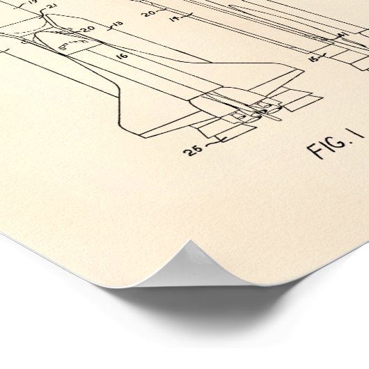 Space Shuttle 1977 Patentart - Old Peper Poster (Ecke)