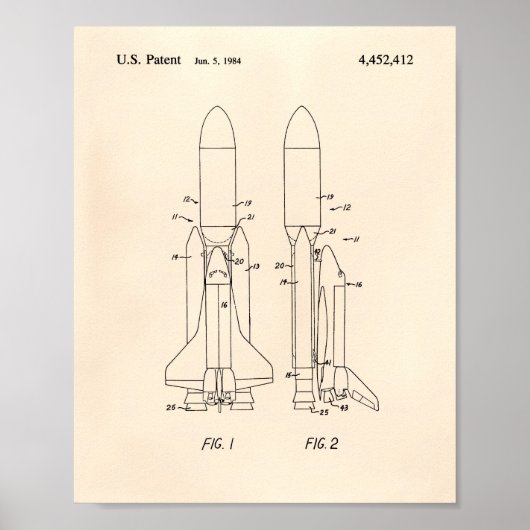 Space Shuttle 1977 Patentkunst - Alte Peper Poster (Vorne)