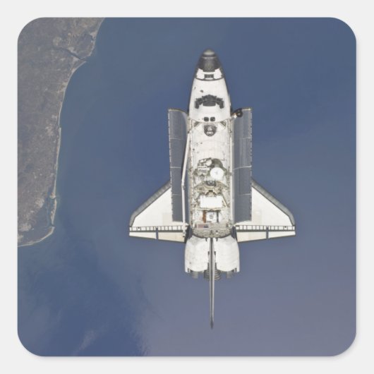 Space Shuttle Atlantis 5 Quadratischer Aufkleber (Vorderseite)