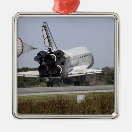 Space Shuttle Atlantis entfaltet seinen Drag-Rute  Ornament Aus Metall (Vorne)