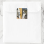 Space Shuttle Atlantis hebt 17 Quadratischer Aufkleber (Tasche)