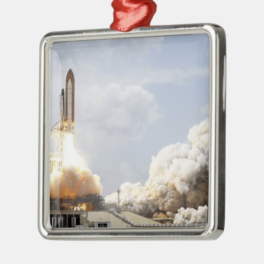 Space Shuttle Atlantis hebt 21 Silbernes Ornament (Links)