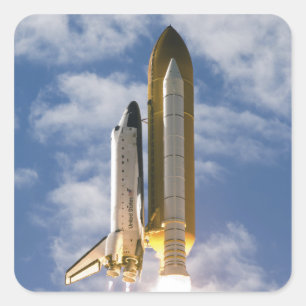 Space Shuttle Atlantis hebt 6 Quadratischer Aufkleber