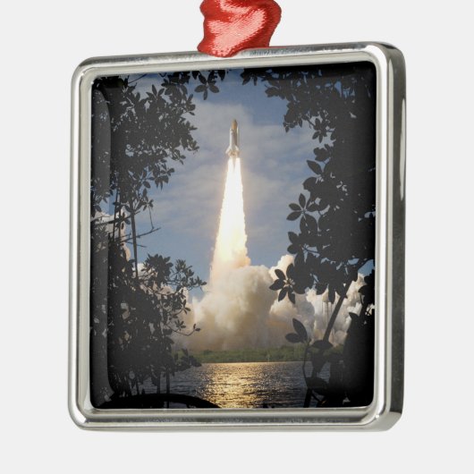 Space Shuttle Atlantis hebt 9 Ornament Aus Metall (Links)