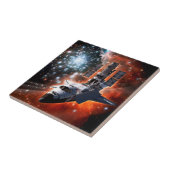 Space Shuttle Atlantis Hubble Telescope Artwork Fliese (Seite)