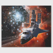 Space Shuttle Atlantis Hubble Telescope Artwork Geschenkpapier (Flach)