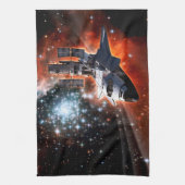 Space Shuttle Atlantis Hubble Telescope Artwork Geschirrtuch (Vertikal)