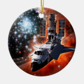 Space Shuttle Atlantis Hubble Telescope Artwork Keramikornament (Vorne)
