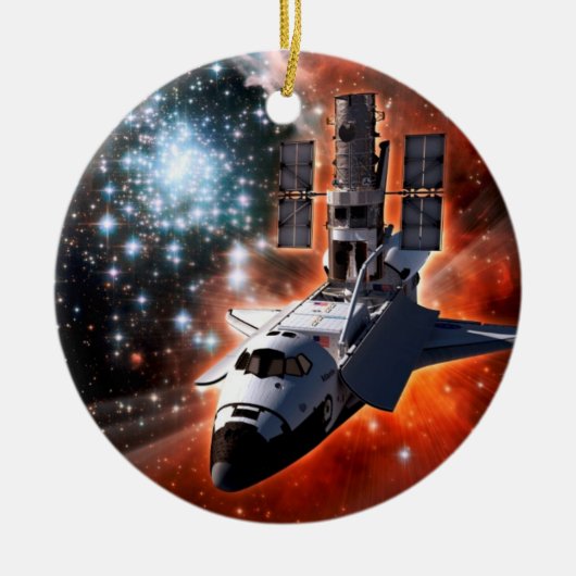 Space Shuttle Atlantis Hubble Telescope Artwork Keramikornament (Vorne)