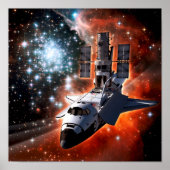 Space Shuttle Atlantis Hubble Telescope Artwork Poster (Vorne)