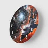 Space Shuttle Atlantis Hubble Telescope Artwork Runde Wanduhr (Winkel)
