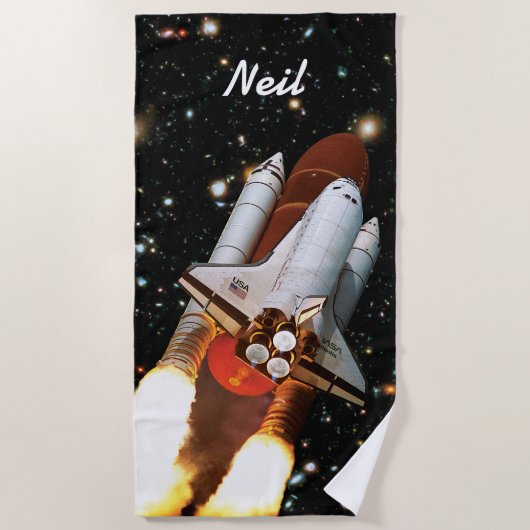 Space Shuttle Atlantis Launch STS-45 - Individuell Strandtuch (Vorderseite)