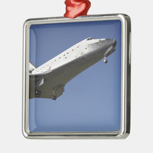 Space Shuttle Atlantis nähert sich Runway 33 2 Silbernes Ornament (Links)
