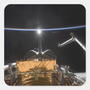 Space Shuttle Atlantis Nutzlastschacht Quadratischer Aufkleber
