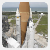 Space Shuttle Atlantis Quadratischer Aufkleber (Vorderseite)