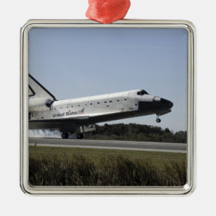 Space Shuttle Atlantis Touchs ab 5 Silbernes Ornament