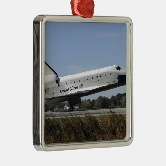 Space Shuttle Atlantis Touchs runter Silbernes Ornament (Rechts)