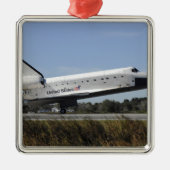 Space Shuttle Atlantis Touchs runter Silbernes Ornament (Vorne)