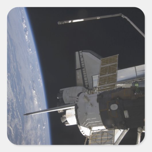 Space Shuttle Discovery 10 Quadratischer Aufkleber (Vorderseite)