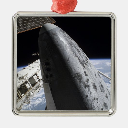 Space Shuttle Discovery 14 Silbernes Ornament (Vorne)