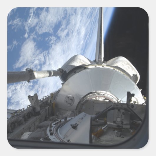 Space Shuttle Discovery 9 Quadratischer Aufkleber (Vorderseite)